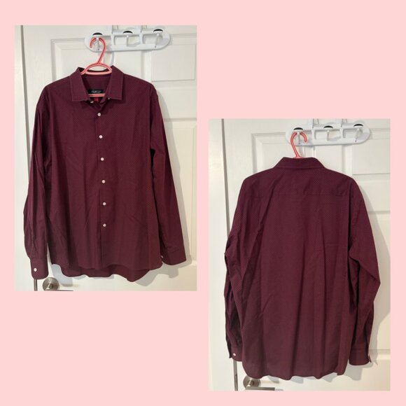 Kenneth Cole AWEARNESS AWEAR-Tech Dress Shirt, Burgundy, Size XL - Picture 4 of 4
